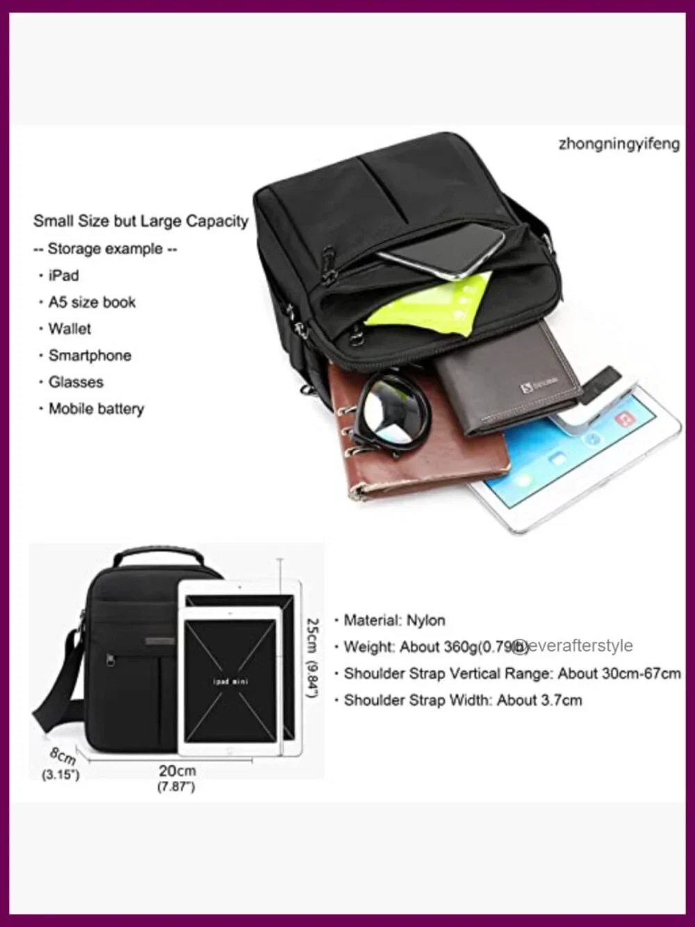 Men's Nylon Messenger Bag Crossbody Shoulder Bag Waterproof Casual Work Travel